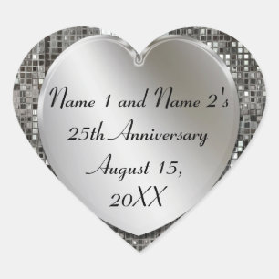 Silver Sequins Herz Sticker zum 25. Jubiläum
