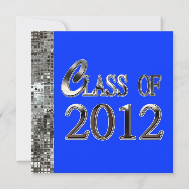 Silver Sequins Royal Blue Graduation Einladungen (Vorderseite)