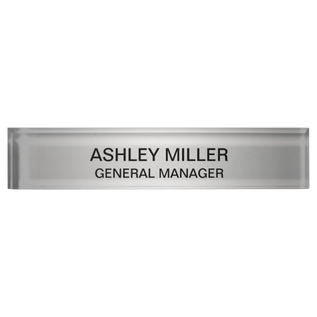 Silver Shades & Black Text Desk Name Plate Namensplakette (Vorderseite)