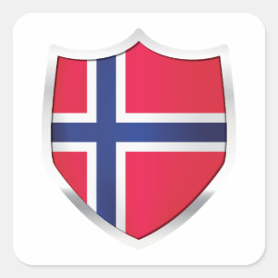 Silver Shield Flag Norwegen Quadratischer Aufkleber
