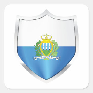 Silver Shield Flag San Marino Quadratischer Aufkleber