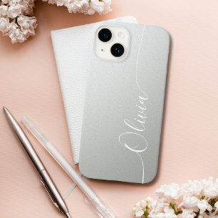 Silver Shimmer Eleganter Calligrafy Script Name Case-Mate iPhone 14 Hülle