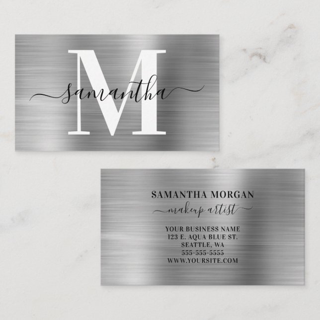 Silver-Shimmer für die Signatur Monogramm Visitenkarte (Vorne/Hinten)