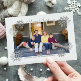 Silver Shimmering Chic Snowflake Holiday Foto Feiertagspostkarte