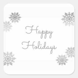 Silver Shimmering Chic Snowflake Holiday Quadratischer Aufkleber