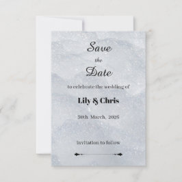 Silver Shimmering Filigree Save the Date Card
