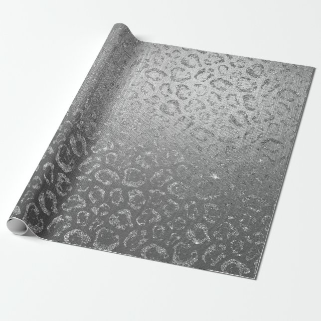 Silver Shiny Leopard Animal Skin Vip Geschenkpapier (Ungerollt)