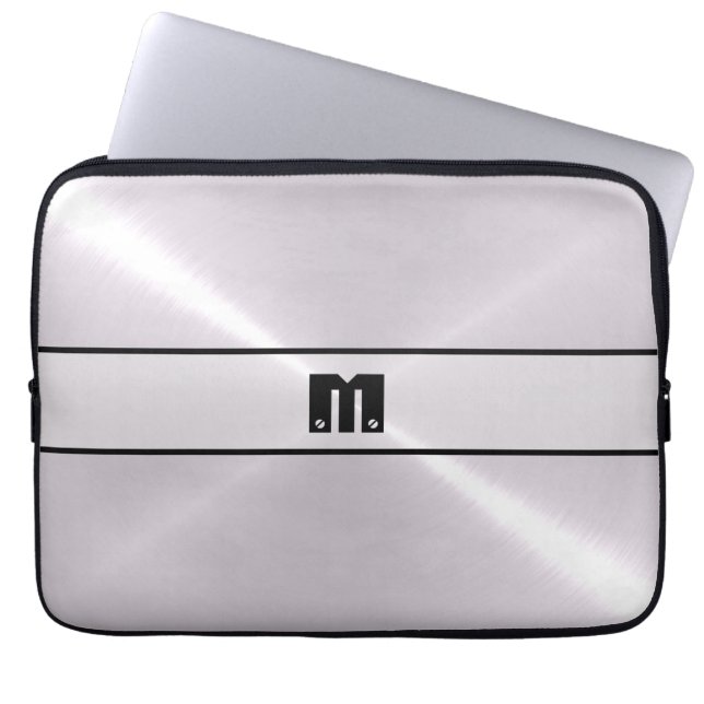Silver Shiny Stainless Steel Metall Laptopschutzhülle (Vorderseite)