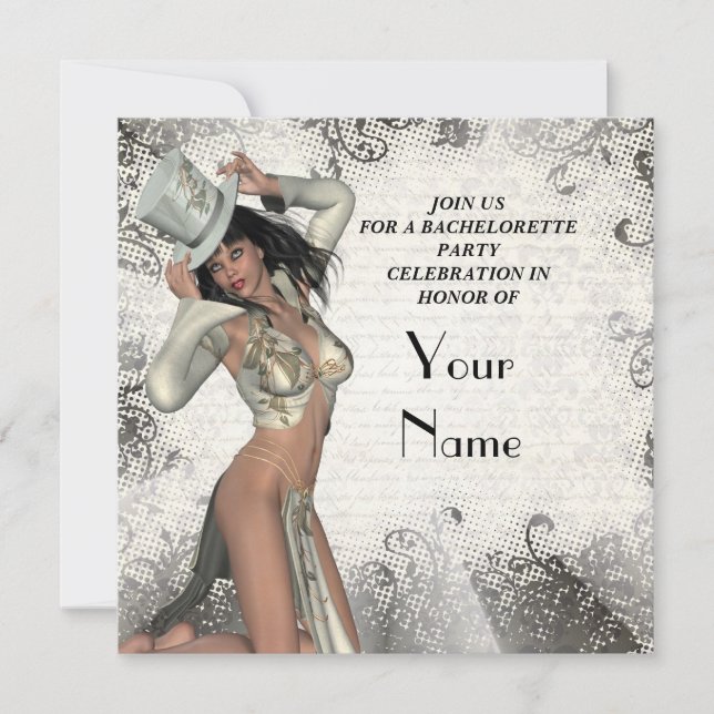 Silver Showgirl Junggeselinnen-Abschied Einladung (Vorderseite)
