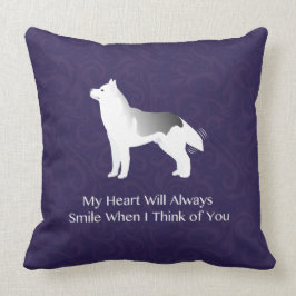 Silver Siberian Husky Dog Denken Sie an Sie Kissen