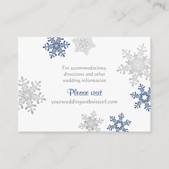 Silver Silver Snowflake Winter Wedding Insert Card (Vorderseite)
