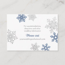 Silver Silver Snowflake Winter Wedding Insert Card