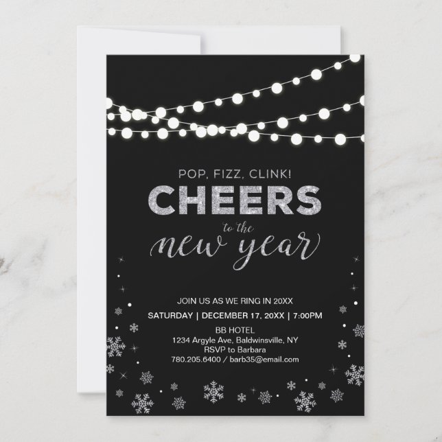 Silver Silvester Corporate Holiday Party Einladung (Vorderseite)
