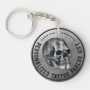 Silver Skull Cool Gothic Fidelity Tattoo Parlor Schlüsselanhänger