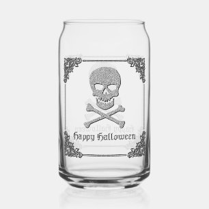 Silver Skull & Crossbones Halloween Dosenglas