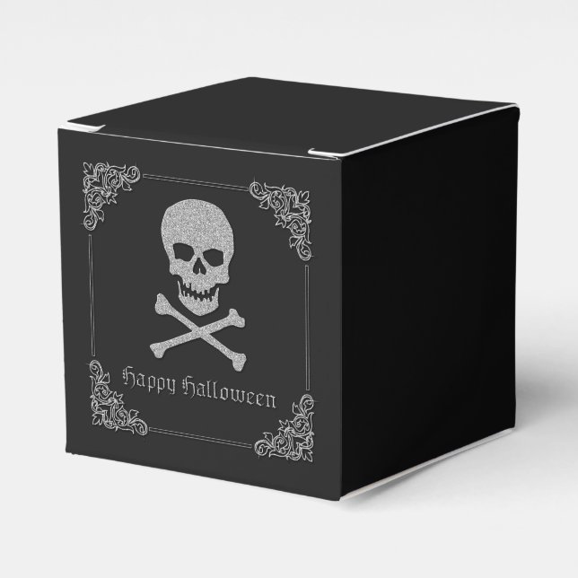 Silver Skull & Crossbones Halloween Geschenkschachtel (Vorderseite)