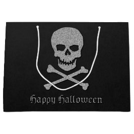 Silver Skull & Crossbones Halloween Große Geschenktüte