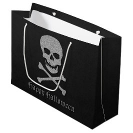 Silver Skull & Crossbones Halloween Große Geschenktüte