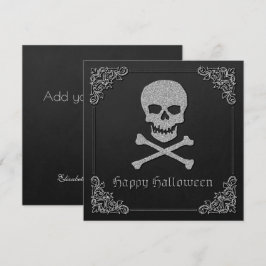 Silver Skull & Crossbones Halloween Grußkarte
