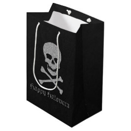 Silver Skull & Crossbones Halloween Mittlere Geschenktüte