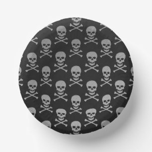 Silver Skull & Crossbones Halloween Pappteller
