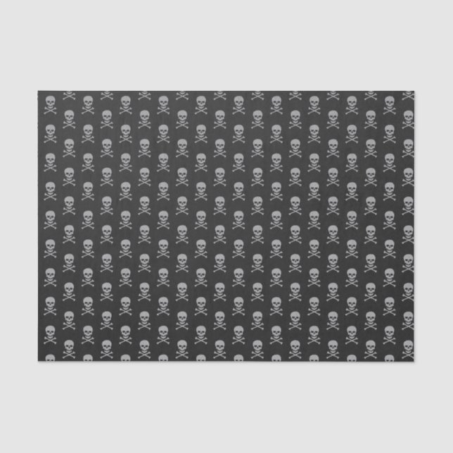 Silver Skull & Crossbones Halloween Seidenpapier (Vorderseite)