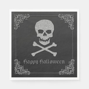 Silver Skull & Crossbones Halloween Serviette