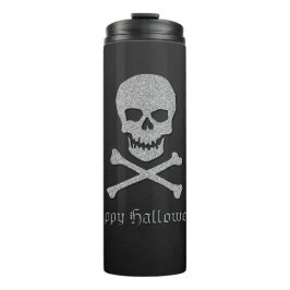 Silver Skull & Crossbones Halloween Thermosbecher