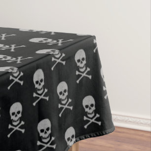Silver Skull & Crossbones Halloween Tischdecke