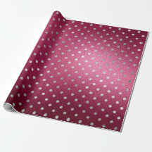 Silver Small Polka Dots Gray Metallic Beet Red