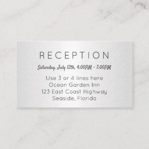 Silver Small Reception Cards Kommen Address Begleitkarte