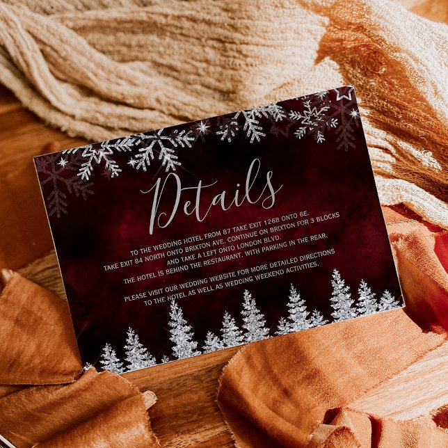 Silver snow pine red Christmas winter details Begleitkarte (Silver snow pine red Christmas winter details Enclosure Card)