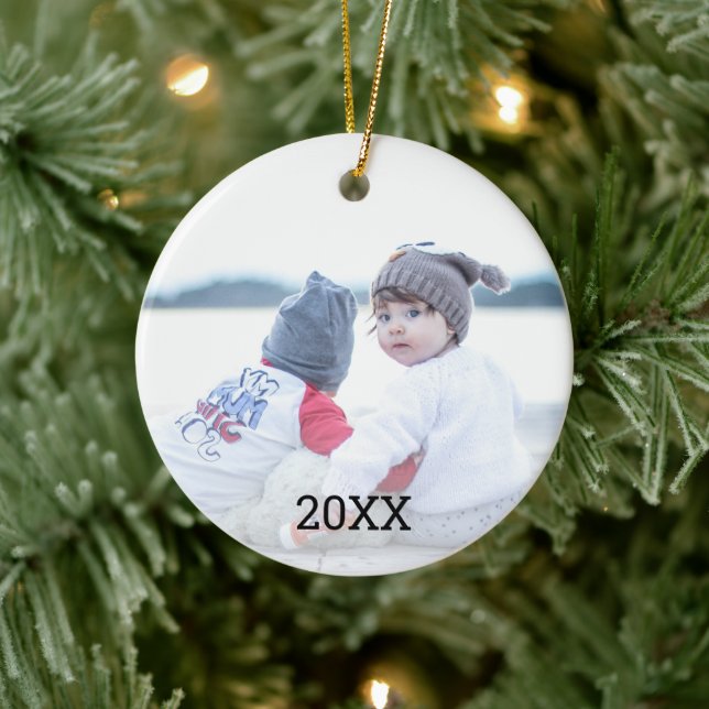 Silver Snowflake 2 Siebenes Foto Weihnachten Keramik Ornament (Baum)