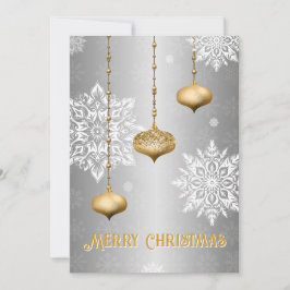 Silver Snowflake and Ornament Christmas Card Feiertagskarte
