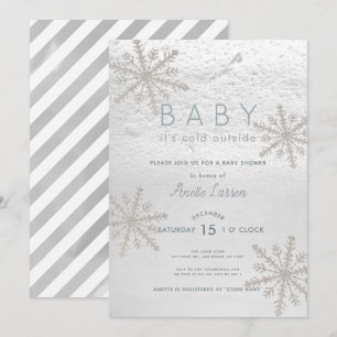 Silver Snowflake Baby seine kalte Außendusche Einladung