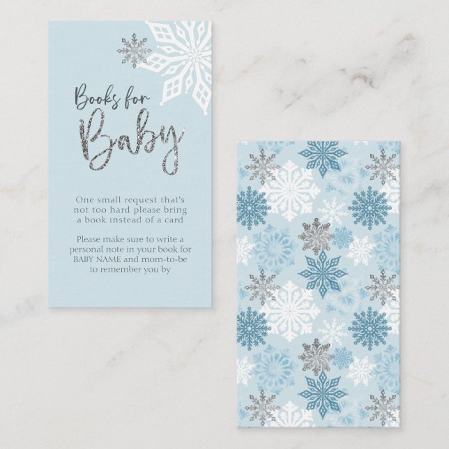 Silver Snowflake Babydusche Anfrage Begleitkarte (Vorne/Hinten)