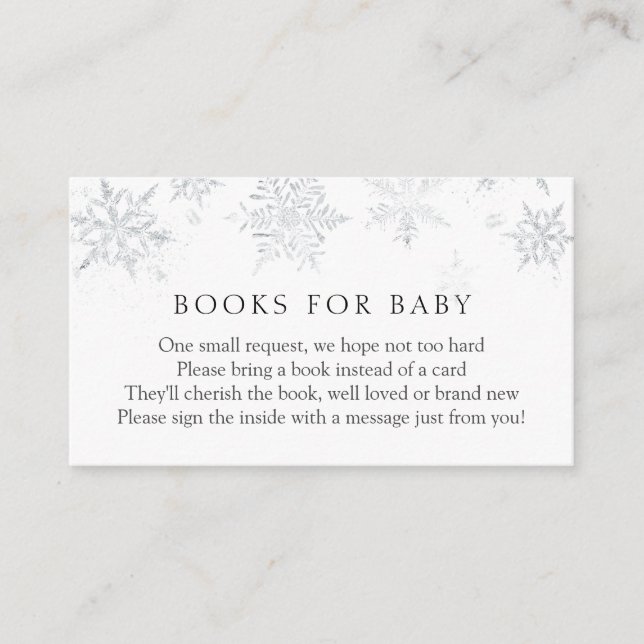 Silver Snowflake Books für Babyausstattungen Begleitkarte (Vorderseite)