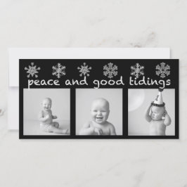 Silver Snowflake Drei Foto Ferienkarte Feiertagskarte