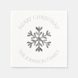 Silver Snowflake Elegantes Chic Weihnachts-Party Serviette