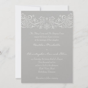 Silver Snowflake Floral Wedding Einladung