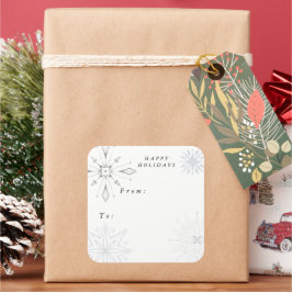 Silver Snowflake Holiday Quadratischer Aufkleber