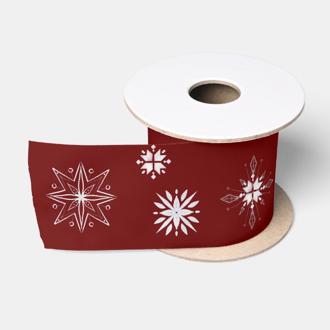 Silver Snowflake Holiday Satin Ribbon Satinband (Spule)