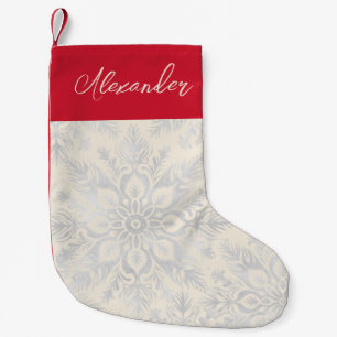 Silver Snowflake Individuelle Name Kleiner Weihnachtsstrumpf