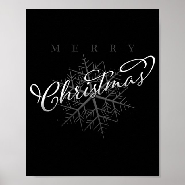 Silver Snowflake Merry Christmas  Poster (Vorne)