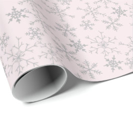 Silver Snowflake Patches auf Pink Weihnachten Wint Geschenkpapier