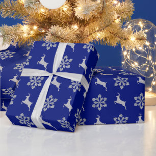 Silver Snowflake Pattern Rentier Geschenkpapier