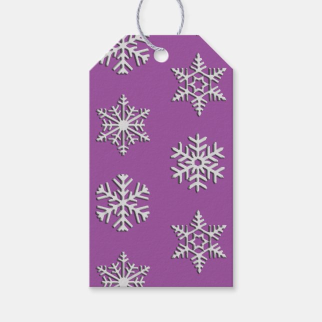 Silver Snowflake Print, benutzerdefinierbarer Hint Geschenkanhänger (Vorderseite)