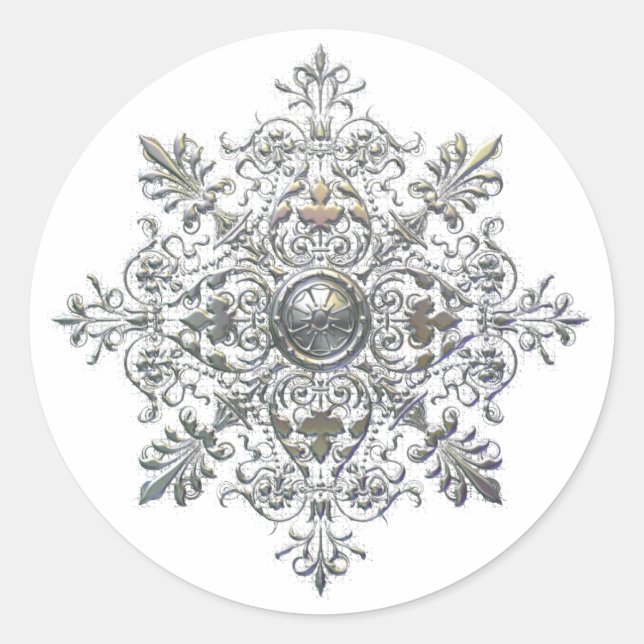 Silver Snowflake Runder Aufkleber (Vorderseite)