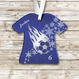 Silver Snowflake Soccer Ball Flame Ornament