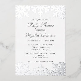 Silver Snowflake Winter Baby Dusche Folieneinladung